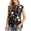 imageGRECERELLE Women 2025 Cap Sleeve Tops Summer Casual Tee Shirt Loose Crew Neck Basic Tank Trendy Work Vacation Outfits S2XLBlack Ink Lotus