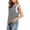 imageGRECERELLE Women 2025 Cap Sleeve Tops Summer Casual Tee Shirt Loose Crew Neck Basic Tank Trendy Work Vacation Outfits S2XLBlack White Plaid