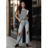 imageGRECERELLE Women 2025 Cap Sleeve Tops Summer Casual Tee Shirt Loose Crew Neck Basic Tank Trendy Work Vacation Outfits S2XLBlack White Plaid