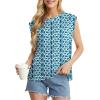imageGRECERELLE Women 2025 Cap Sleeve Tops Summer Casual Tee Shirt Loose Crew Neck Basic Tank Trendy Work Vacation Outfits S2XLBlue Fish Scale