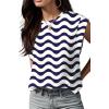 imageGRECERELLE Women 2025 Cap Sleeve Tops Summer Casual Tee Shirt Loose Crew Neck Basic Tank Trendy Work Vacation Outfits S2XLBlue White Wave