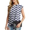 imageGRECERELLE Women 2025 Cap Sleeve Tops Summer Casual Tee Shirt Loose Crew Neck Basic Tank Trendy Work Vacation Outfits S2XLBlue White Wave