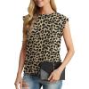 imageGRECERELLE Women 2025 Cap Sleeve Tops Summer Casual Tee Shirt Loose Crew Neck Basic Tank Trendy Work Vacation Outfits S2XLLeopard Khaki