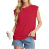 imageGRECERELLE Women 2025 Cap Sleeve Tops Summer Casual Tee Shirt Loose Crew Neck Basic Tank Trendy Work Vacation Outfits S2XLRed