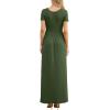 imageGRECERELLE Women Summer Crew Neck Casual Short Sleeve Solid Floral Print Long Maxi Dress with PocketsArmy Green
