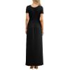imageGRECERELLE Women Summer Crew Neck Casual Short Sleeve Solid Floral Print Long Maxi Dress with PocketsBlack
