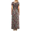 imageGRECERELLE Women Summer Crew Neck Casual Short Sleeve Solid Floral Print Long Maxi Dress with PocketsBlack Daffodil