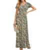 imageGRECERELLE Women Summer Crew Neck Casual Short Sleeve Solid Floral Print Long Maxi Dress with PocketsBlack Yellow Floral