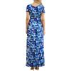 imageGRECERELLE Women Summer Crew Neck Casual Short Sleeve Solid Floral Print Long Maxi Dress with PocketsBlue Ink White