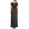 imageGRECERELLE Women Summer Crew Neck Casual Short Sleeve Solid Floral Print Long Maxi Dress with PocketsDark Gray