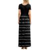 imageGRECERELLE Women Summer Crew Neck Casual Short Sleeve Solid Floral Print Long Maxi Dress with PocketsFlowerblack Stripe