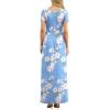imageGRECERELLE Women Summer Crew Neck Casual Short Sleeve Solid Floral Print Long Maxi Dress with PocketsFlowerlight Blue