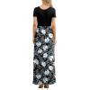 imageGRECERELLE Women Summer Crew Neck Casual Short Sleeve Solid Floral Print Long Maxi Dress with PocketsFlowerwhite Lily