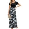 imageGRECERELLE Women Summer Crew Neck Casual Short Sleeve Solid Floral Print Long Maxi Dress with PocketsFlowerwhite Lily