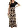 imageGRECERELLE Women Summer Crew Neck Casual Short Sleeve Solid Floral Print Long Maxi Dress with PocketsKhaki