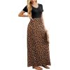 imageGRECERELLE Women Summer Crew Neck Casual Short Sleeve Solid Floral Print Long Maxi Dress with PocketsKhaki Love