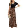 imageGRECERELLE Women Summer Crew Neck Casual Short Sleeve Solid Floral Print Long Maxi Dress with PocketsKhaki Love