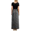 imageGRECERELLE Women Summer Crew Neck Casual Short Sleeve Solid Floral Print Long Maxi Dress with PocketsLeopard Print Black