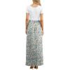 imageGRECERELLE Women Summer Crew Neck Casual Short Sleeve Solid Floral Print Long Maxi Dress with PocketsLily Green