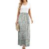 imageGRECERELLE Women Summer Crew Neck Casual Short Sleeve Solid Floral Print Long Maxi Dress with PocketsLily Green
