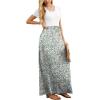 imageGRECERELLE Women Summer Crew Neck Casual Short Sleeve Solid Floral Print Long Maxi Dress with PocketsLily Green