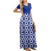 imageGRECERELLE Women Summer Crew Neck Casual Short Sleeve Solid Floral Print Long Maxi Dress with PocketsRoyal Blue Floral