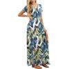 imageGRECERELLE Women Summer Crew Neck Casual Short Sleeve Solid Floral Print Long Maxi Dress with PocketsWhite Monotherapy