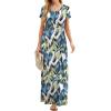 imageGRECERELLE Women Summer Crew Neck Casual Short Sleeve Solid Floral Print Long Maxi Dress with PocketsWhite Monotherapy
