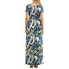 imageGRECERELLE Women Summer Crew Neck Casual Short Sleeve Solid Floral Print Long Maxi Dress with PocketsWhite Monotherapy