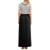 imageGRECERELLE Women Summer Crew Neck Casual Short Sleeve Solid Floral Print Long Maxi Dress with PocketsWhite Striped