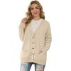 imageGRECERELLE Womens 2024 Fall Cardigan Sweaters Oversized Open Front Button Knit Outwear Coats with PocketsApricot