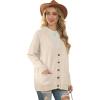 imageGRECERELLE Womens 2024 Fall Cardigan Sweaters Oversized Open Front Button Knit Outwear Coats with PocketsBeige
