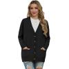 imageGRECERELLE Womens 2024 Fall Cardigan Sweaters Oversized Open Front Button Knit Outwear Coats with PocketsBlack