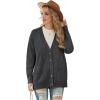 imageGRECERELLE Womens 2024 Fall Cardigan Sweaters Oversized Open Front Button Knit Outwear Coats with PocketsDark Gray