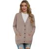 imageGRECERELLE Womens 2024 Fall Cardigan Sweaters Oversized Open Front Button Knit Outwear Coats with PocketsDeep Apricot