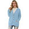 imageGRECERELLE Womens 2024 Fall Cardigan Sweaters Oversized Open Front Button Knit Outwear Coats with PocketsLight Blue
