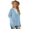 imageGRECERELLE Womens 2024 Fall Cardigan Sweaters Oversized Open Front Button Knit Outwear Coats with PocketsLight Blue