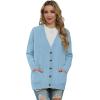 imageGRECERELLE Womens 2024 Fall Cardigan Sweaters Oversized Open Front Button Knit Outwear Coats with PocketsLight Blue