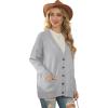 imageGRECERELLE Womens 2024 Fall Cardigan Sweaters Oversized Open Front Button Knit Outwear Coats with PocketsLight Gray