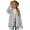 imageGRECERELLE Womens 2024 Fall Cardigan Sweaters Oversized Open Front Button Knit Outwear Coats with PocketsLight Gray