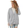 imageGRECERELLE Womens 2024 Fall Cardigan Sweaters Oversized Open Front Button Knit Outwear Coats with PocketsLight Gray