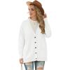 imageGRECERELLE Womens 2024 Fall Cardigan Sweaters Oversized Open Front Button Knit Outwear Coats with PocketsWhite