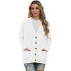 imageGRECERELLE Womens 2024 Fall Cardigan Sweaters Oversized Open Front Button Knit Outwear Coats with PocketsWhite