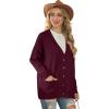 imageGRECERELLE Womens 2024 Fall Cardigan Sweaters Oversized Open Front Button Knit Outwear Coats with PocketsWine Red