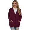 imageGRECERELLE Womens 2024 Fall Cardigan Sweaters Oversized Open Front Button Knit Outwear Coats with PocketsWine Red