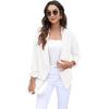 imageGRECERELLE Womens Blazer Suit Open Front Cardigan 34 Sleeve Fitted Jacket Casual Office Cropped Blazer002white