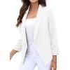 imageGRECERELLE Womens Blazer Suit Open Front Cardigan 34 Sleeve Fitted Jacket Casual Office Cropped Blazer002white