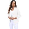 imageGRECERELLE Womens Blazer Suit Open Front Cardigan 34 Sleeve Fitted Jacket Casual Office Cropped Blazer002white