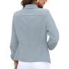 imageGRECERELLE Womens Blazer Suit Open Front Cardigan 34 Sleeve Fitted Jacket Casual Office Cropped Blazer010grey Blue