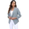 imageGRECERELLE Womens Blazer Suit Open Front Cardigan 34 Sleeve Fitted Jacket Casual Office Cropped Blazer010grey Blue
